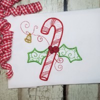 Swirly Christmas Candy Cane Embroidery Design